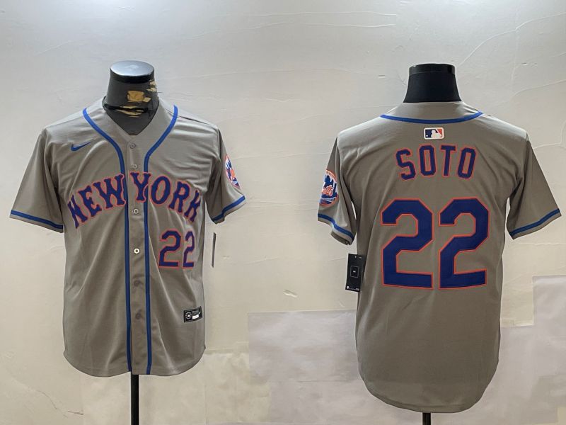 Men New York Mets #22 Soto Grey Game 2024 Nike MLB Jersey style 2